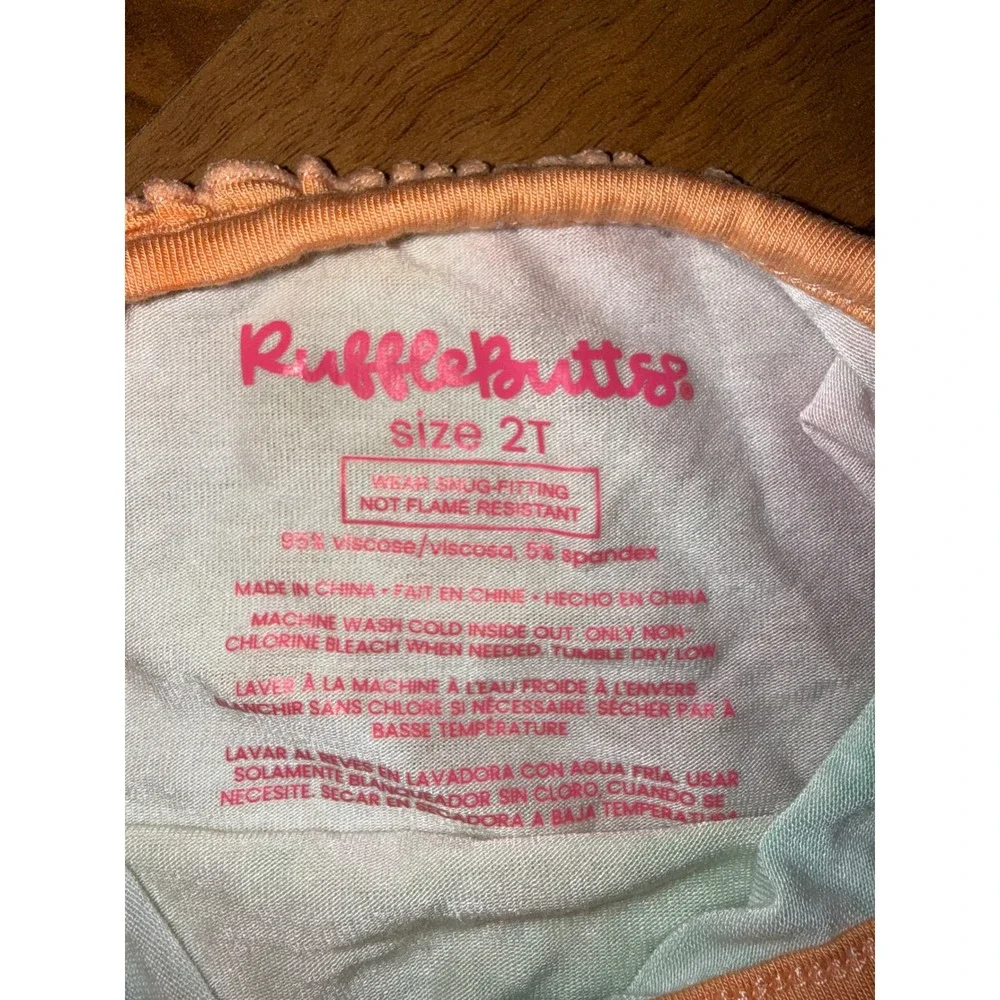 RuffleButts Pajama Set Girls 2T Multi Tie Dye Excellent Ruffle Back Viscose